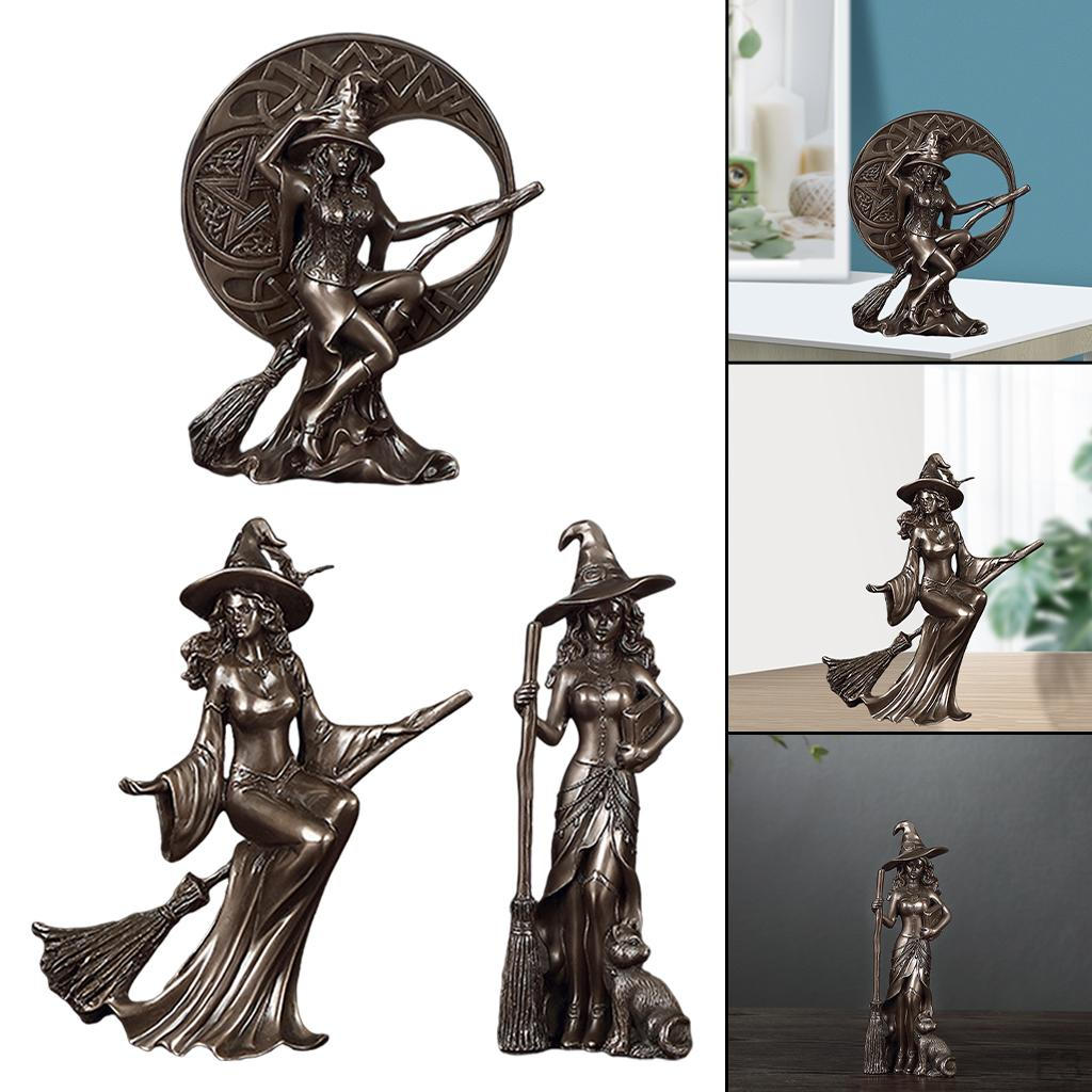 Witch Pentacle Statue Figurines Woman Decorative Sculptures for Hotel Bar Decoration