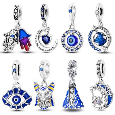 Copper Plated Blue Dangle Charm Bead Charms Bead Charms Compatible With Authentic Bracelets Making Fashion Jewellery