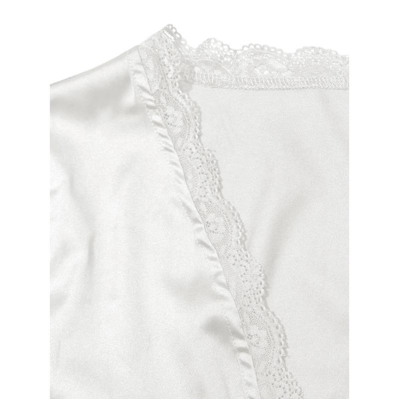 Women S V Neck Long Sleeve Lace Bow Open Front Top