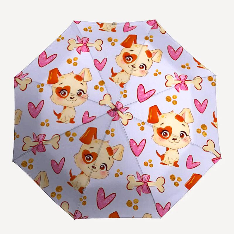 

1pc Puppy Prints Automatic Folding Umbrella - Portable Collapsible 8-Rib Umbrella for All Seasons yy251119154