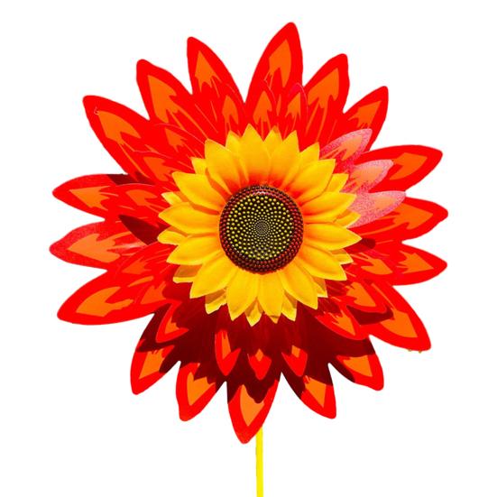 Sunflower Pinwheel 3-Tier Sunflower Garden Wind Spinner Ground Insert Yard Decor Windmill for Patio Lawn Decoration