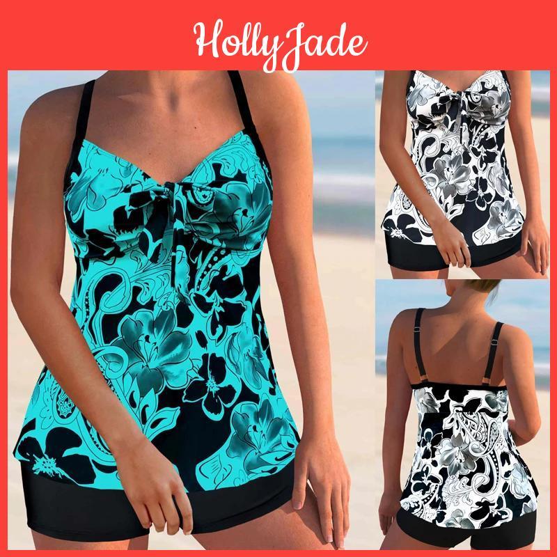 Womens 2024 Sexy Swimwear New Fashion Print Swimming Tankini Monokini Swimwear Swimwear Two Piece Summer Loose Size Beachwear