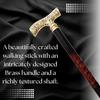 91.44 Cm Walking Stick Gold Brass T Handle, Engraved Design