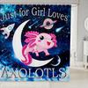 Süßer Axolotl-Duschvorhang, Kawaii-Cartoon-Salamander-Badezimmervorhang mit Haken, Wasserdichte Duschvorhänge für Badewannen-Dekor