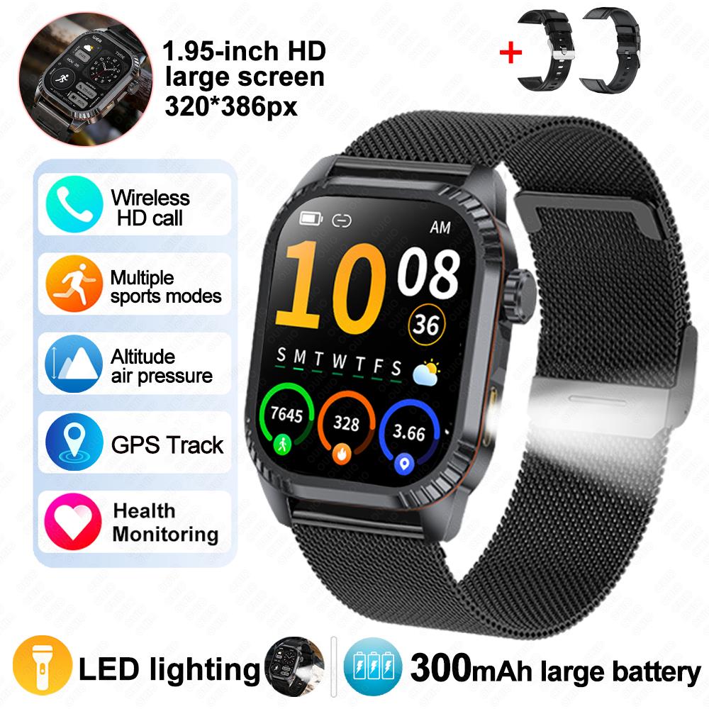 2026 New GPS Tracking Smart Watch 1.96inch HD Screen LED Flashlight Multiple Sport Modes Waterproof Bluetooth Call Smart Watch