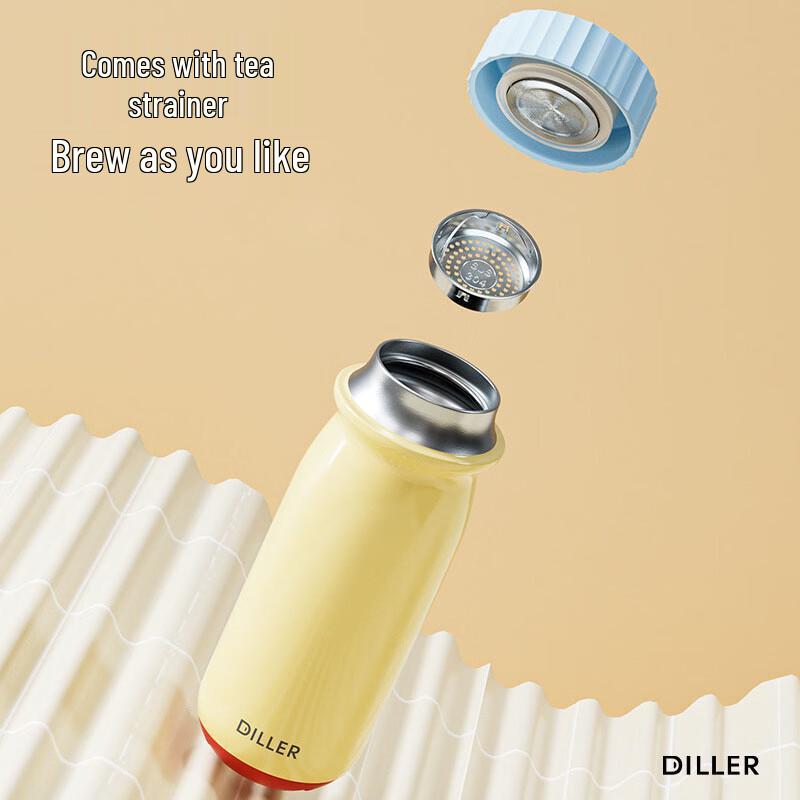 Diller Macaron Color-Block 380ml Insulated Bottle with Tea Infuser