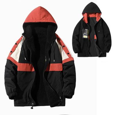 Autumn and Winter New Large Size Lamb Wool Two Sides To Wear Cotton-padded Padded Jacket Fashion Patchwork Plus Fleece Thick Coat Men's Wear