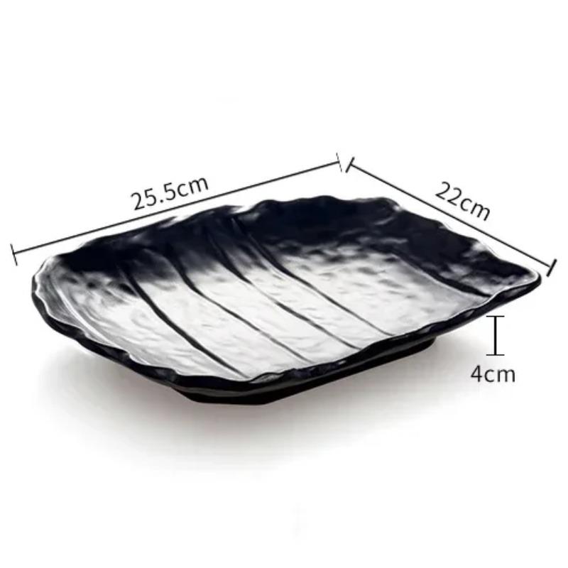 Western Steak Salad Dessert Plate Personality Creative Resistance To Fall Snack Food Grade Plastic Black Frosted Tableware