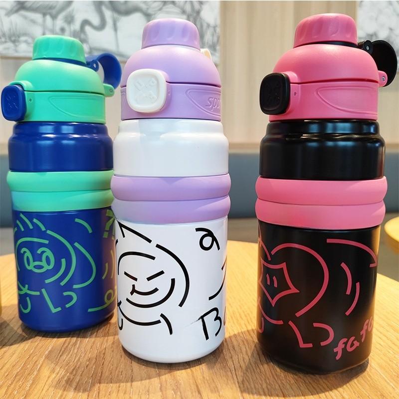 Outdoor Stainless Steel Thermos Cup With Straw For Students And Travelers