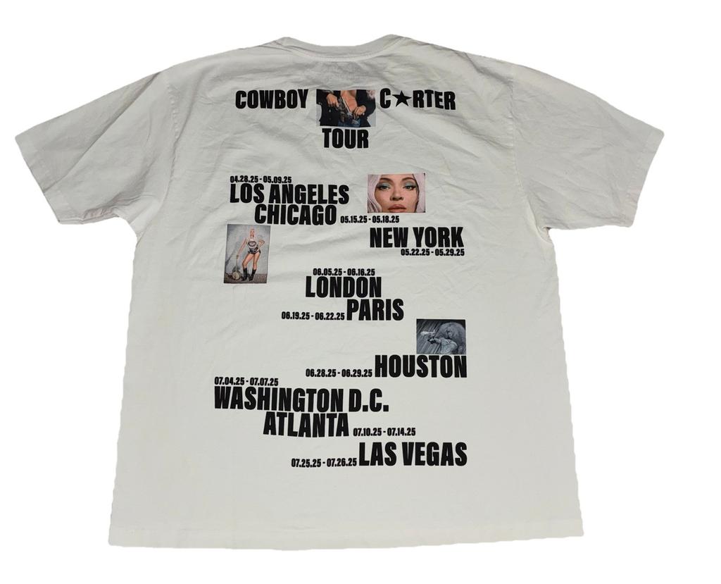 Beyonce CCT Offizielles Tour-T-Shirt XL Weiß Cowboy Carter Tour 2025 Merch NEU *Loch