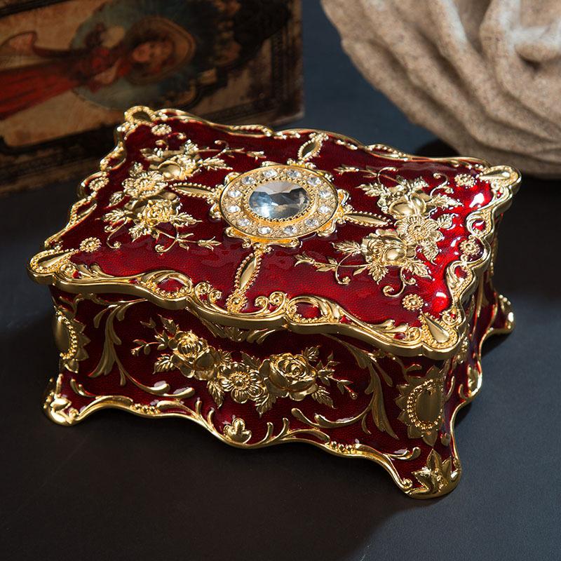 Retro Metal Crafts European Style Jewelry Box Creative High-end Ring Necklace Small Storage Box Gift