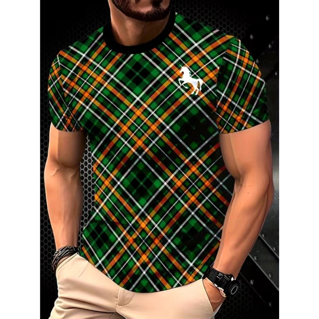 New Summer Men's Fashion T-shirt Personality Simple Pattern Printed Men's T-shirt Top