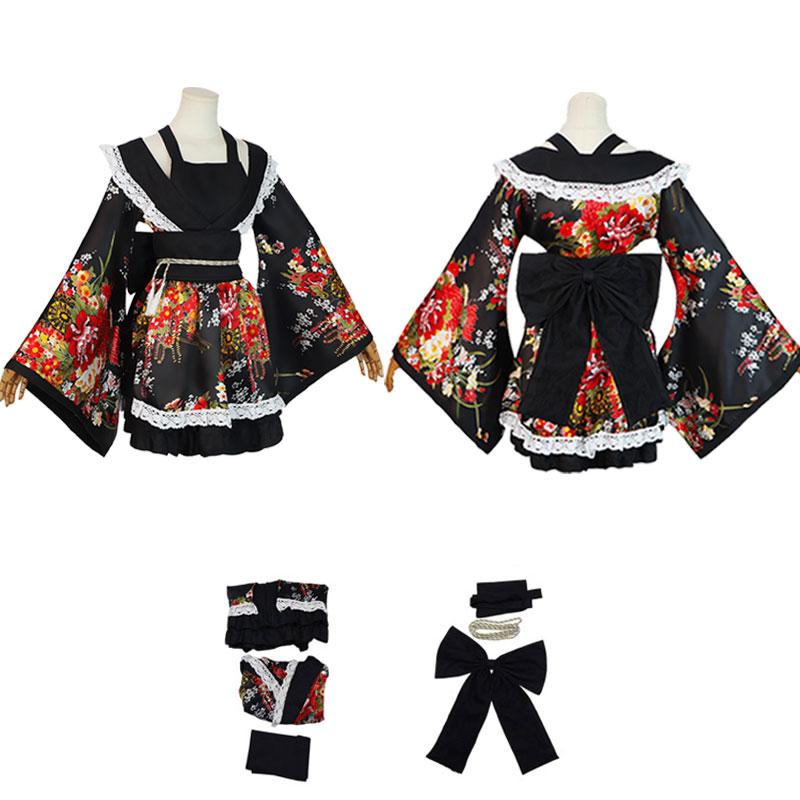 Gokuraku Maria Jodo Maid Outfit Cosplay Costume Set Lolita Uniform Play Role
