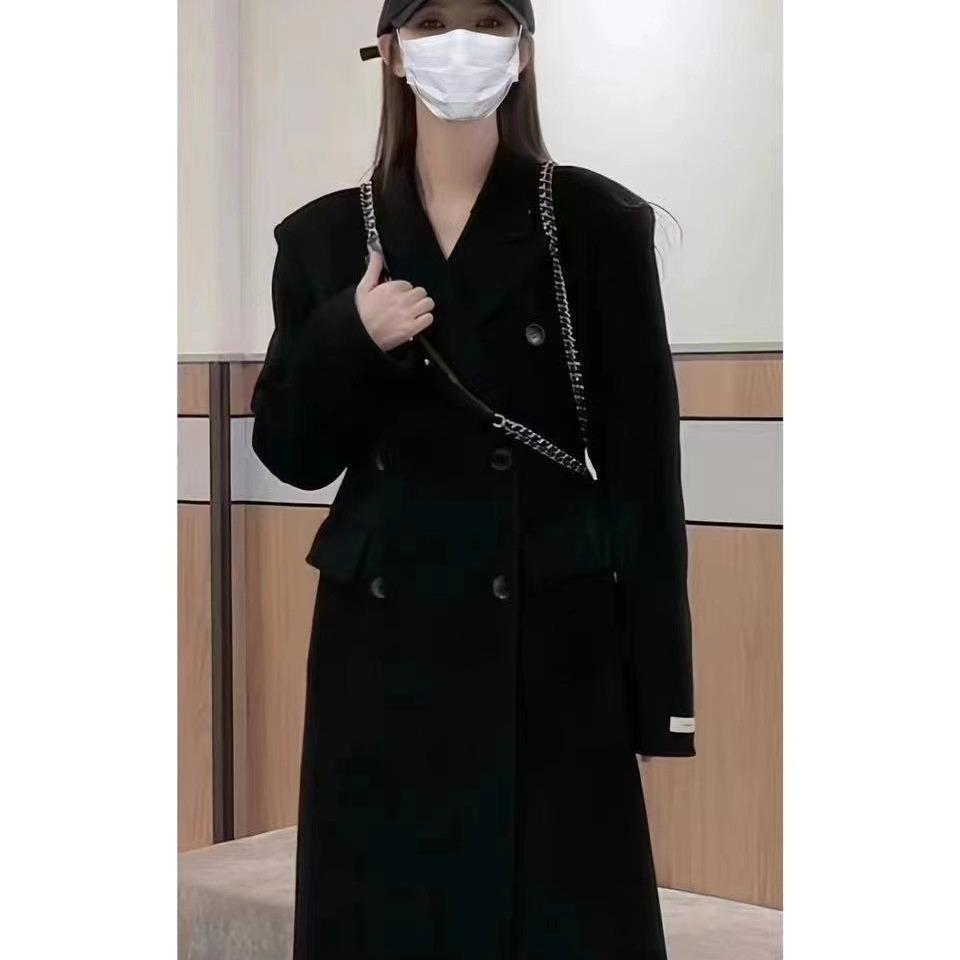 

Новое осенне-зимнее двухстороннее шерстяное пальто для женщин, двубортный костюмный воротник, корейский стиль, утягивающее шерстяное пальто, бархат M