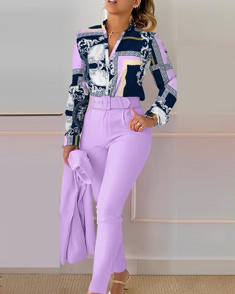 Spring Sweet Style Women's Polyester Long Sleeve Fashion Casual Set (No Jacket)