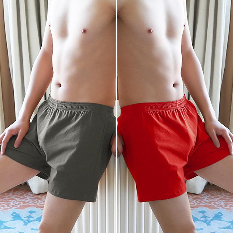 Men's Pure Cotton Loose Boxer Briefs - Summer Solid Color Trendy Four-Cornered Underwear
