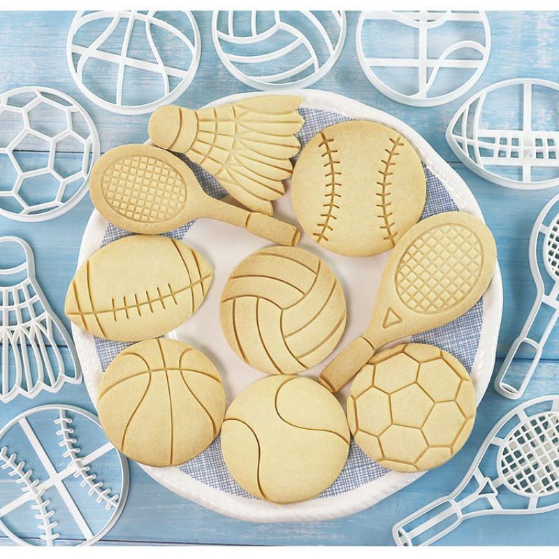 Sports Ball Baking Cutter Non-Toxic Easy Demold Rugby Tennis Football Shaped Mold for Kids Baking Class Activity