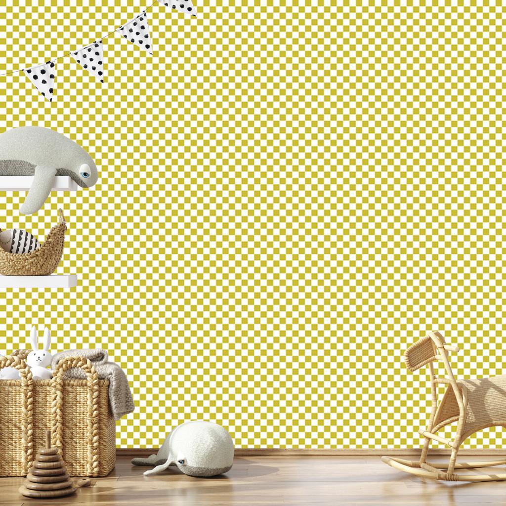 Checkerboard Yellow Wallpaper for Living Room and Bedroom 50x1000