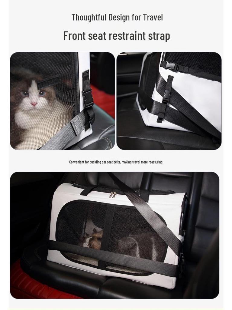 Portable Foldable Pet Carrier for Two Cats with Breathable Design and Large Capacity