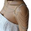 Retro Ethnic Style Fringed Shoulder Chain Women, European And American Fashion Rhinestone Multi-Layer Fringed Shoulder Chain Dress With Accessories