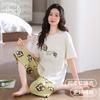 Bring Your Own Chest Pads, Pajamas, Women's Summer Pure Cotton Short-sleeved Cropped Pants, Cotton-free Bras, and Loungewear Sets That Can Be Worn 