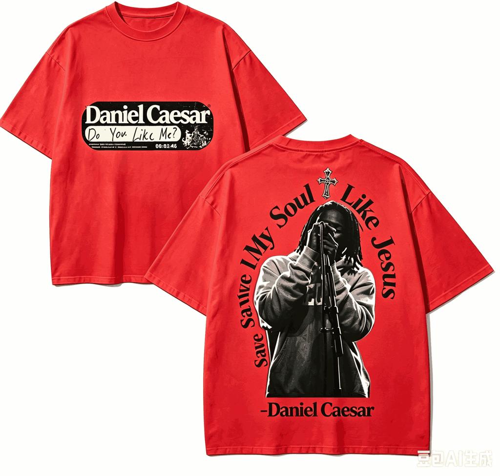 Daniel Caesar Tričko pro fanoušky Unisex Unisex Harajuku Oversized Unisex Krátký rukáv Streetwear Vysoká kvalita Pár Komfortní