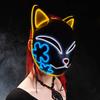 Halloween Cat Face Mask for Women Halloween Glow LED Masks Anime Cosplay Masks Halloween Christmas Party Lighting Cat Masks