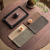Guanlan Cotton Linen Plaid Zen Tea Mat: Double-Sided Retro Dry Brew Tray