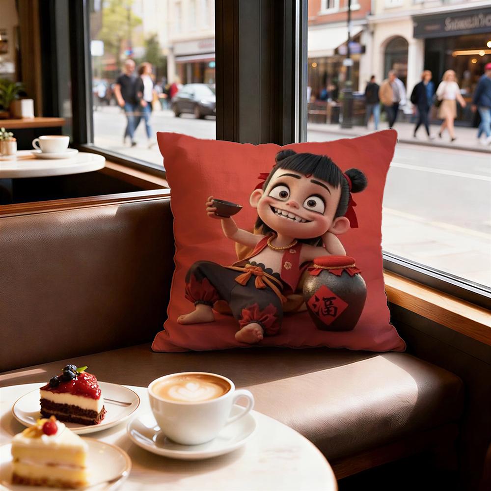 

Cartoon Nezha Cushion Cover Decorative Cushions Covers Cover Sofa 50x50 Pillow 4 Piece 45x45 40x40 Pillowcase 30X30cm