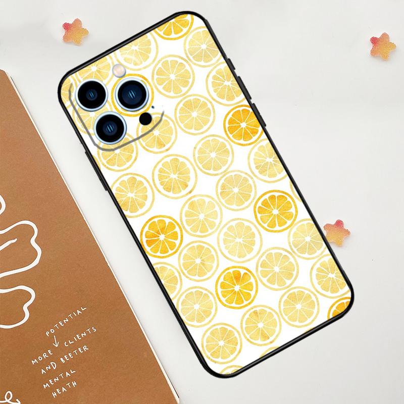 Carcasă cu model de lămâie și fructe pentru iPhone 15, 16, 14, 13, 12, 11 Pro Max Plus X XR XS 12, 13 Mini, accesorii pentru husa