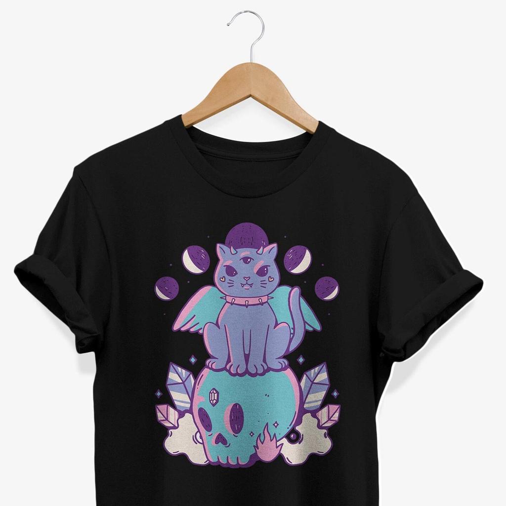 Pastel Goth Cat T-Shirt, Creepy Kawaii Skull Graphic Tee