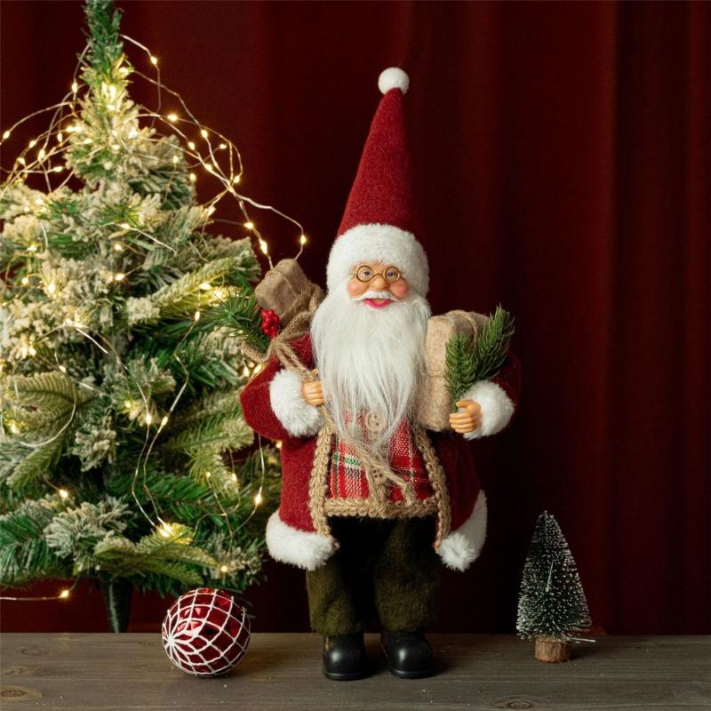 Festival Santa Doll with Sturdy Base Holiday Homes Office Decors Indoors Outdoor Christmas Display 12Inch