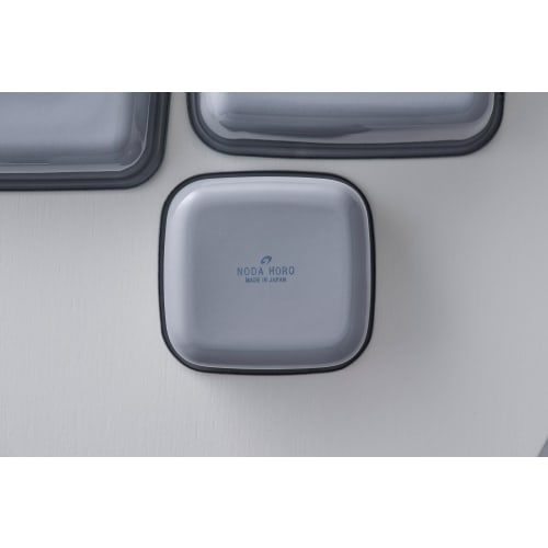 Nodahoro Enamel Storage Container, Heat-Resistant, Square, Medium, with Seal Lid, See-Through, +Gray, Made in Japan, GS-M