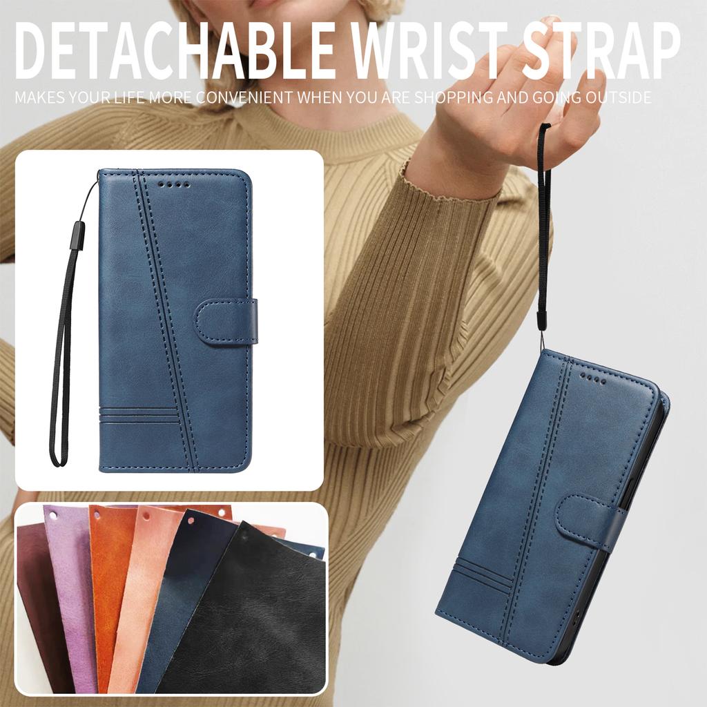 For Nothing Phone (3a) Wallet Case T-Shape Lines Leather Phone Cover Stand