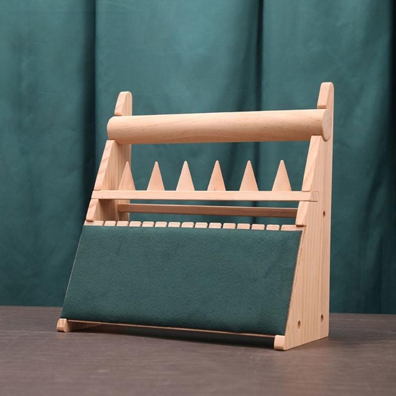 Elegant Wood Rings Holder Necklace Display Stand Fashionable Jewelry Display Rack Wood Texture for Jewelry Organization