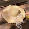 New bow lace straw hat women's summer seaside beach vacation sun hat large brim sun protection hat