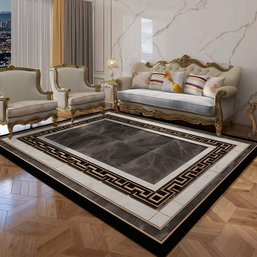 Black Gold Marble Luxury Carpet for Living Room Decor Large Area Rugs Anti Slip Floor Mat Sofa Table Decorations