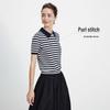 Navigare Women's Striped Short Sleeve Polo Knit Shirt