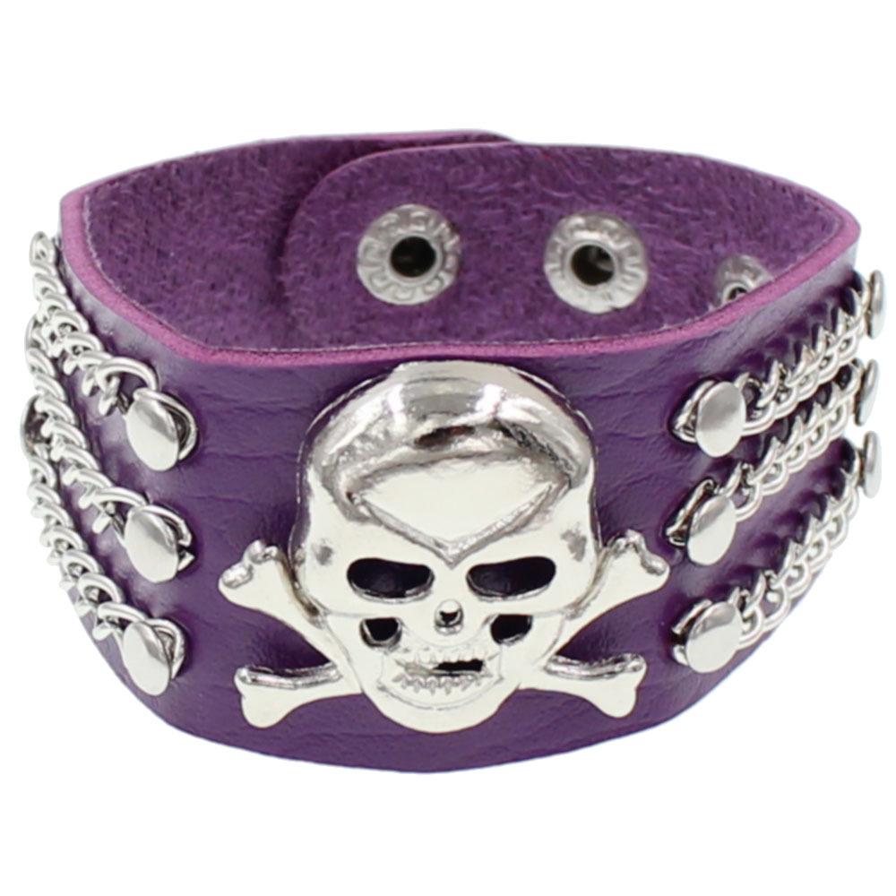 Pulseira Europeia e Americana Punk Caveira Rebite - Estilo Trendy Rock Discoteca