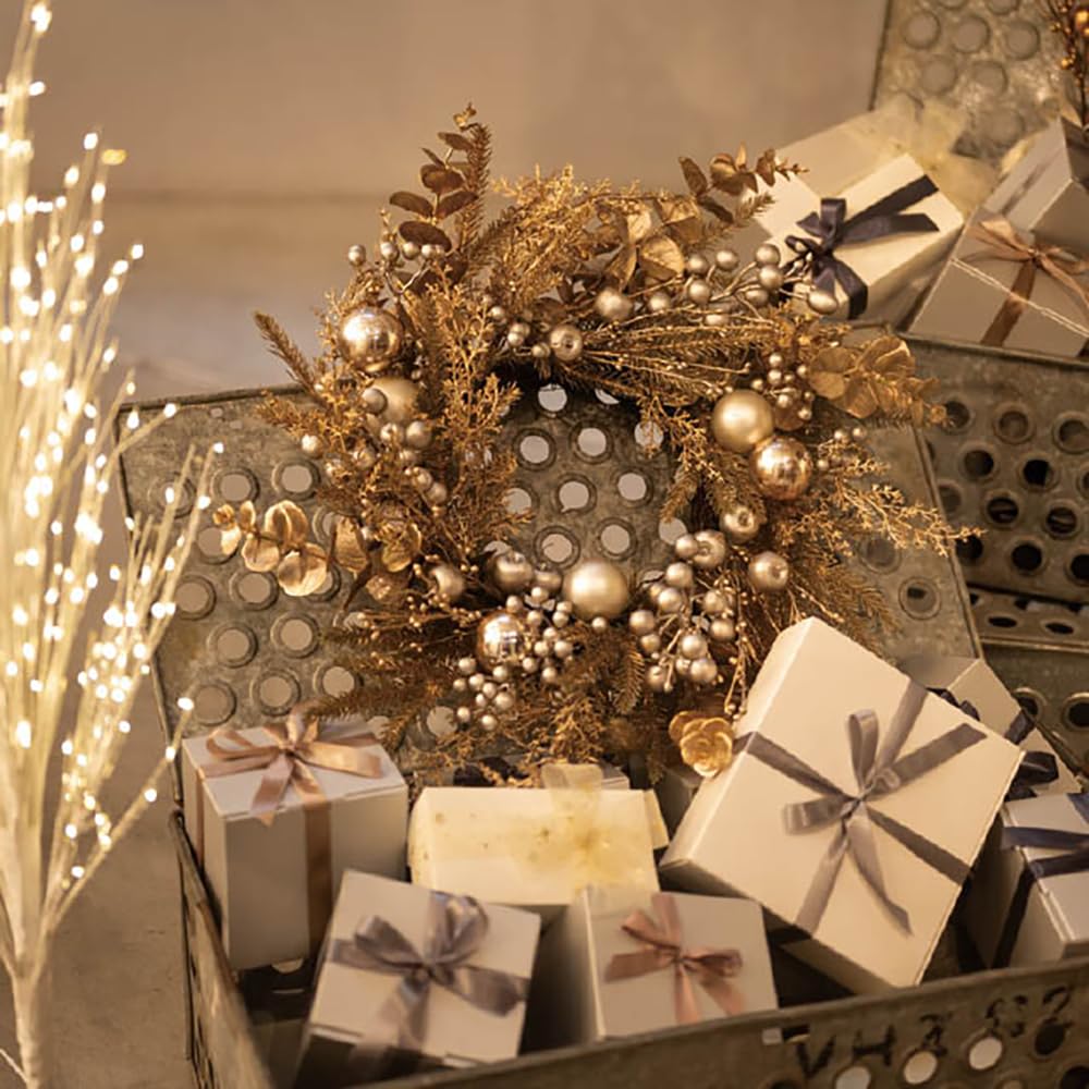 KÖPFE Weihnachtskranz Ungefähr 560 mm Durchmesser x 160 mm Champagner 1 Stück X-NW9 Dekoration, Tiefe, Groß, Gold,