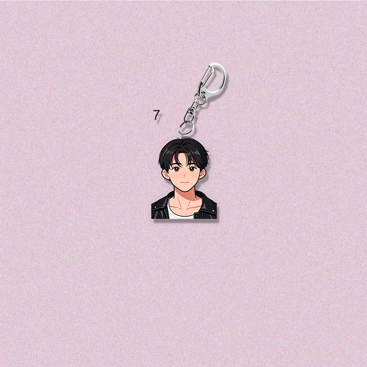 Stray Kids Niedlicher Cartoon-Mitglied Acryl-Schlüsselanhänger, Kpop-Idol Cartoon-Büste Taschenanhänger, STAY Fans Sammlerstück Zubehör HAN gray