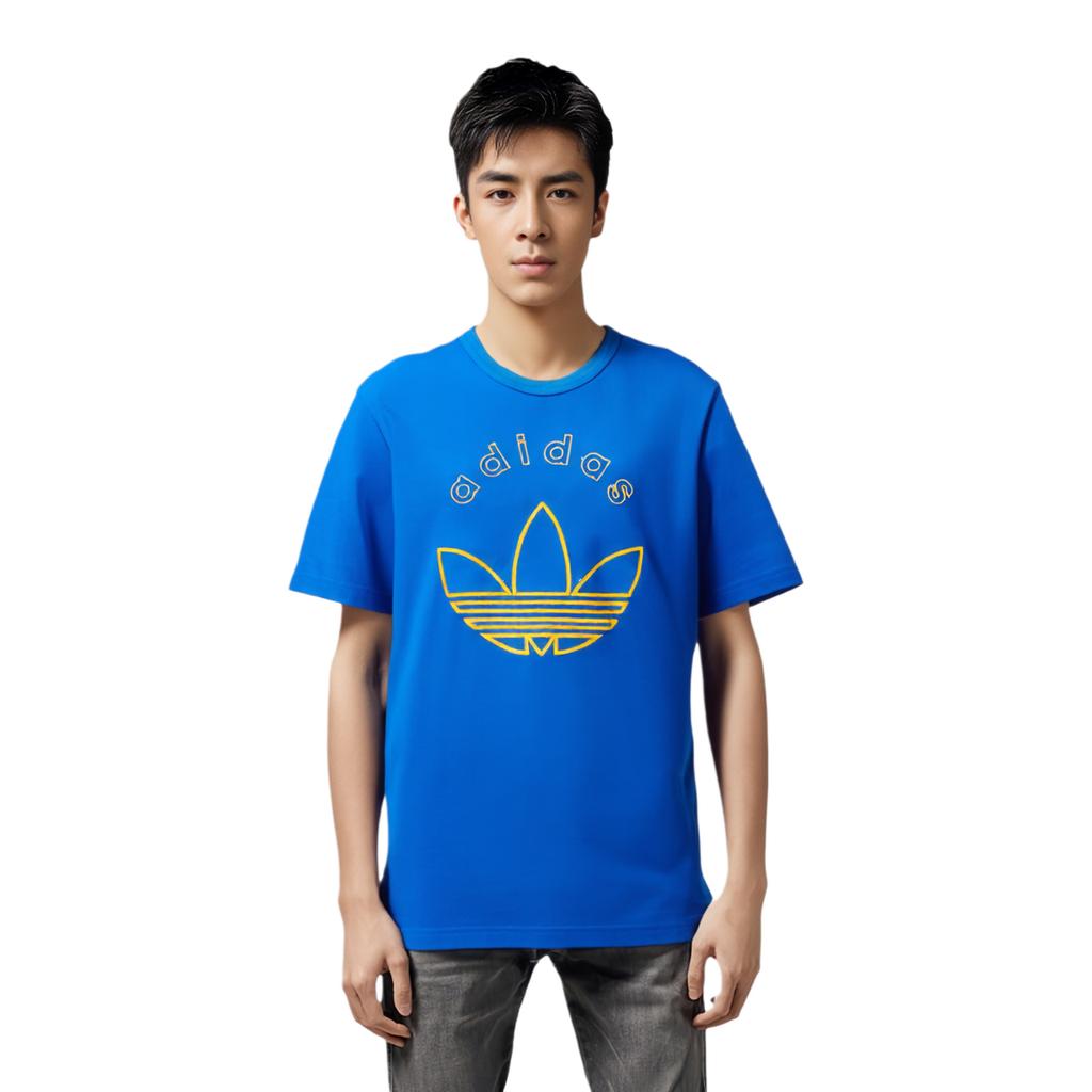 Adidas Sports Casual Crew Neck T-Shirt Men Tops Blue JD1577
