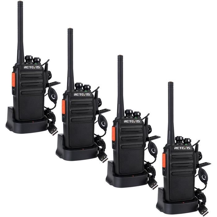 Talkie-Walkie - RETEVIS - RT24 Plus - Rechargeable - 16 Canaux - Pack de 4 Noir