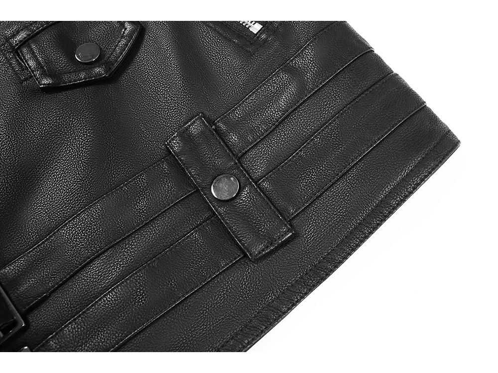 Men's Cross-Border PU Leather Motorcycle Jacket with Multi-Zippers and Belt - European Hip Hop Style for Autumn/Winter