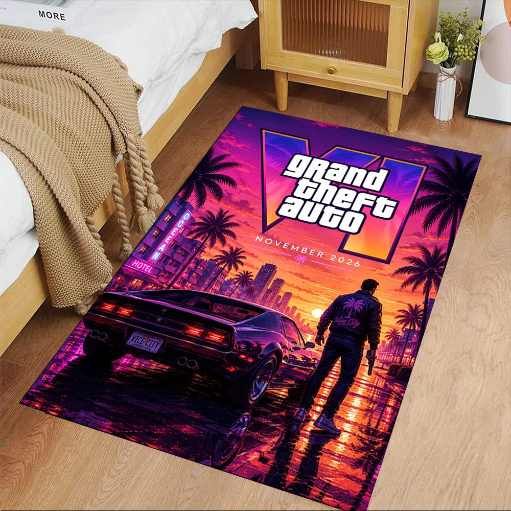 Grand Theft Auto Fußmatten Design für Flur Außenbereiche Schlafzimmer Eingangsbereich Rutschfester Teppich Büro Heimdekoration Spirituelles Geschenk