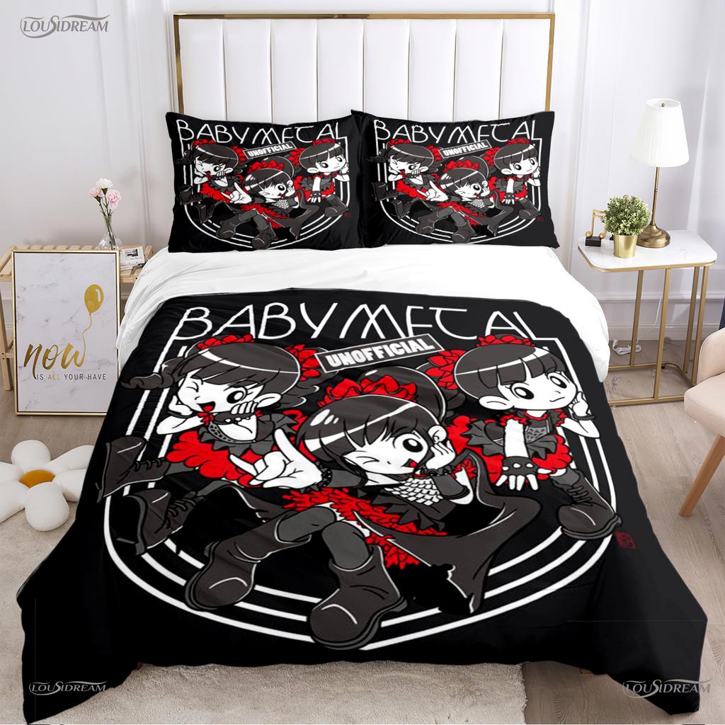 Babymetal kombination Hela säsongen Påslakan Täcke Sängkläder Set Mjukt Täckesöverdrag och Örngott Enkel/Dubbel/Queen/King