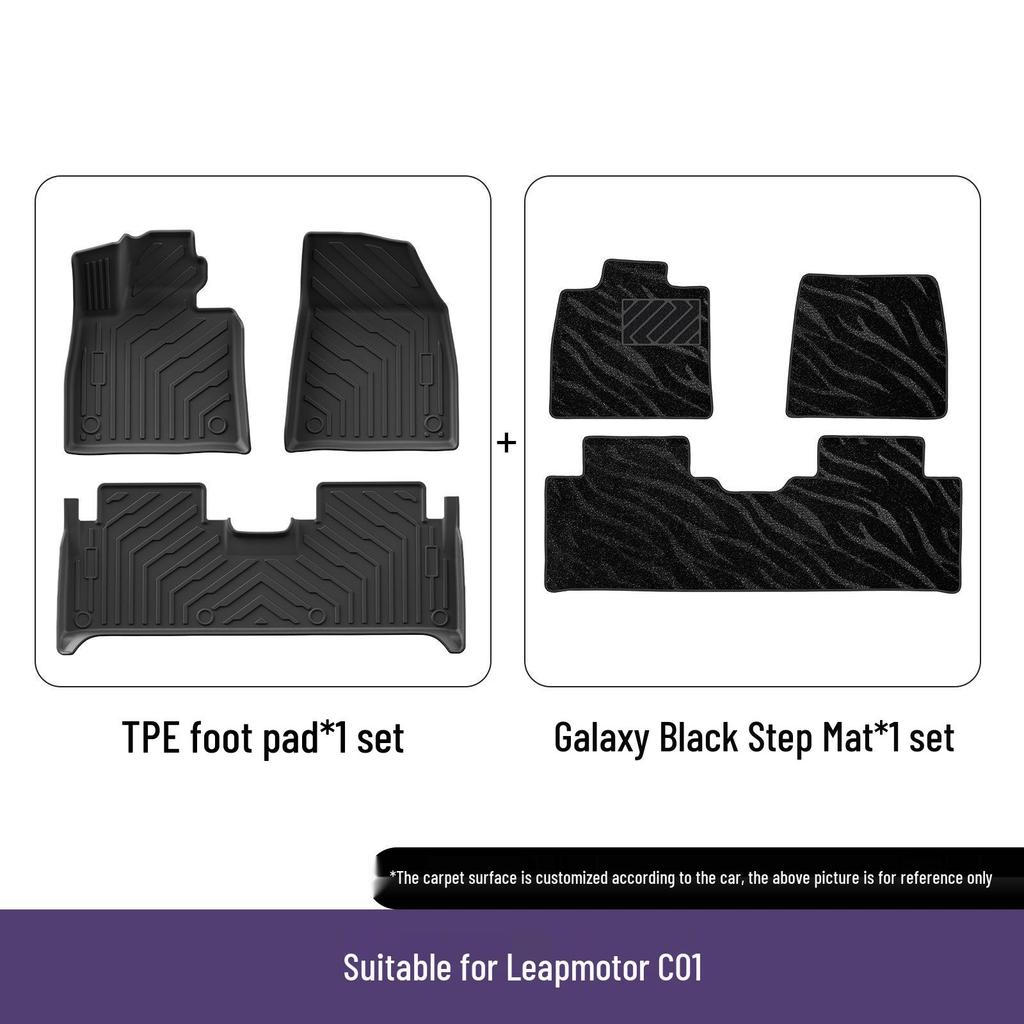 Waterproof TPE Car Mats for Leapmotor C01: Foot Pads & Rear Trunk Mat