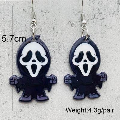 Boucles d'oreilles Y d'Halloween - Boucles d'oreilles en acrylique personnage d'horreur crâne L'Étrange Noël de Monsieur Jack