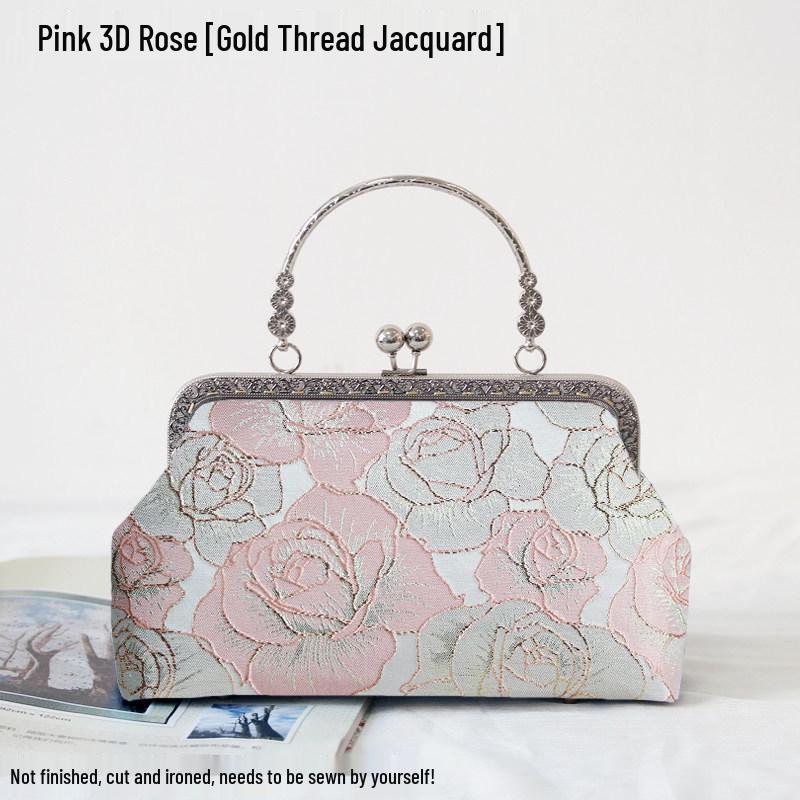 Short Style Handbag Material Kit - Handmade, Multiple Styles, Square Clasp Bag, Includes 20 Needles