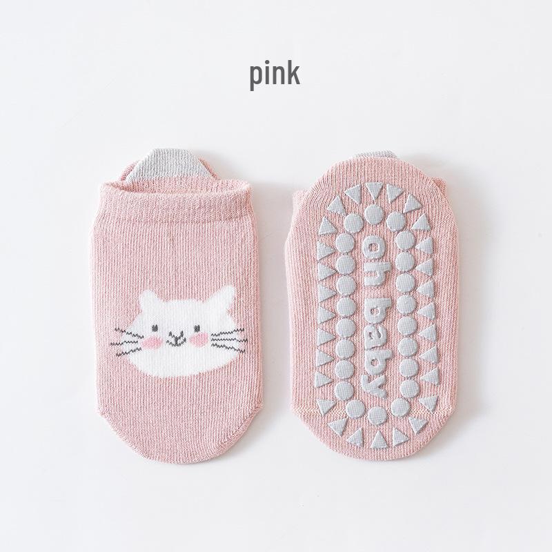 Baby Cartoon Animal Non-Slip Floor Socks with Big Heel Dot Glue for Newborns and Children